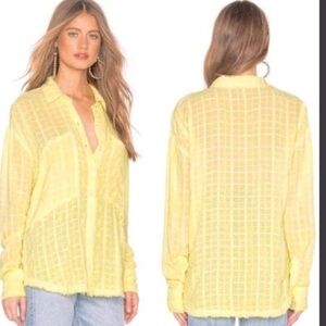 Free People yellow Loveland button down top size small